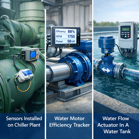 Chiller Plant | Water Motor Efficiency Tracker and Water Flow Actuator using VFD